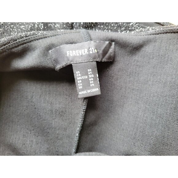 Forever 21 Women Bodysuit 3X Plus Knit Black Metallic Adjustable BLA11E - Picture 6 of 9